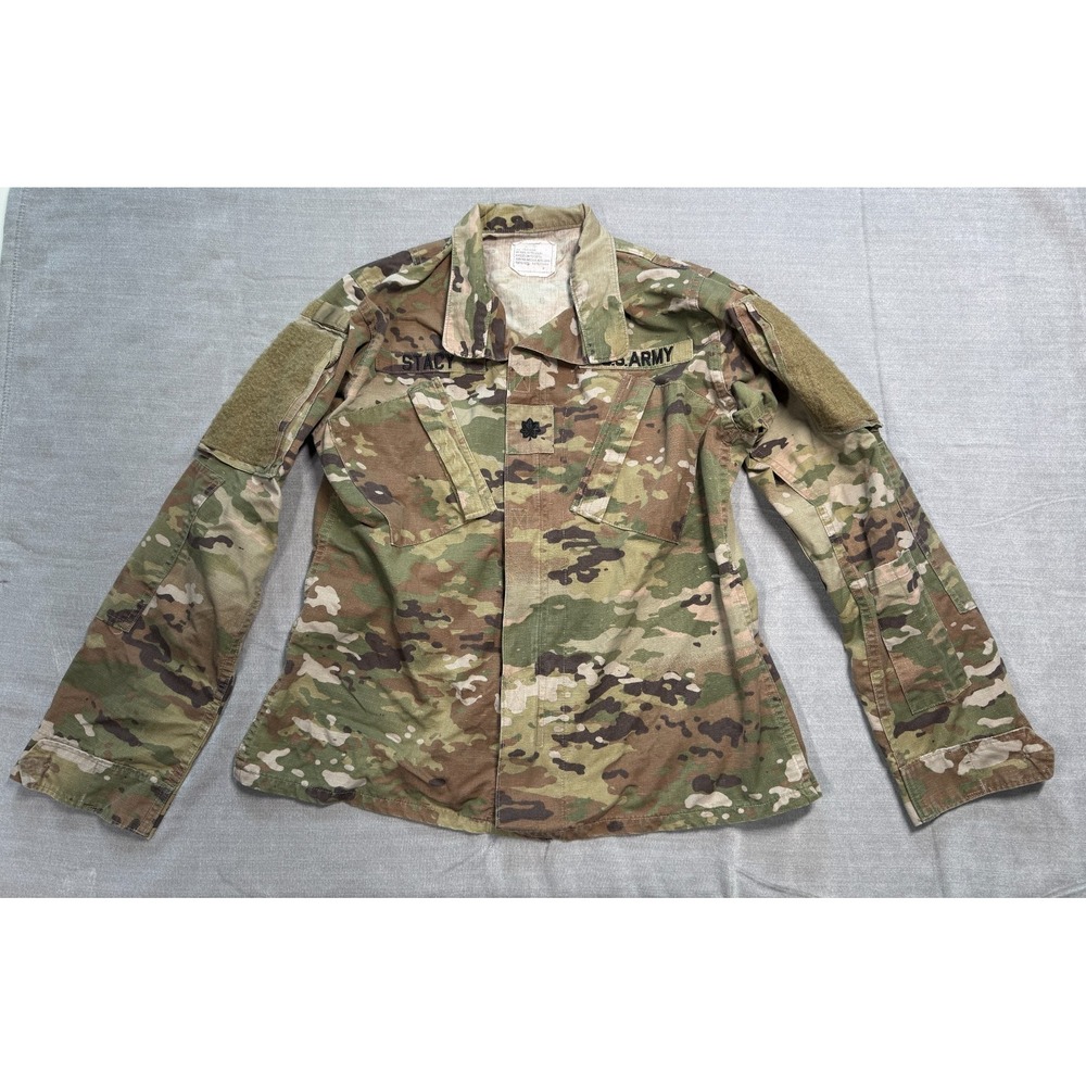US Army Combat Uniform Jacket Womens 36 Multicolor Long Camo OCP Patch Military